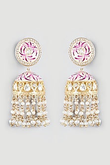 Gold Finish Handcrafted Earrings In Sterling Silver