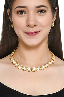 Gold Plated Handcrafted Necklace Set In Sterling Silver