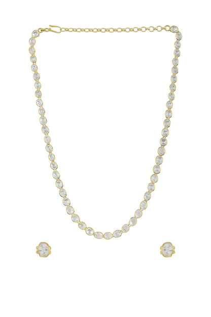 Gold Plated Handcrafted Long Necklace Set In Sterling Silver