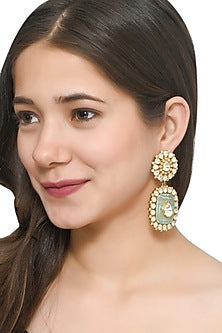 Gold Plated Enameled Earrings In Sterling Silver