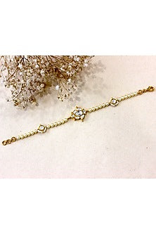 Gold Plated Moissanite Polki & Semi-Precious Stone Bracelet In Sterling Silver