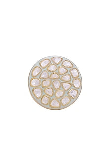 Gold Finish Meenakari Ring In Sterling Silver