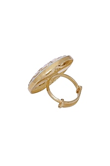 Gold Finish Meenakari Ring In Sterling Silver