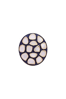 Gold Finish Mother Of Pearl Ring In Sterling Silver
