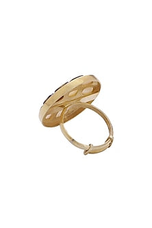 Gold Finish Mother Of Pearl Ring In Sterling Silver