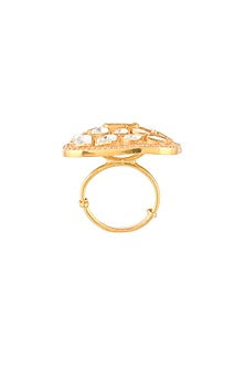 Gold Finish Semi-Precious Stone Ring In Sterling Silver