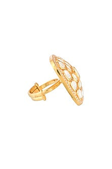 Gold Finish Semi-Precious Stone Ring In Sterling Silver