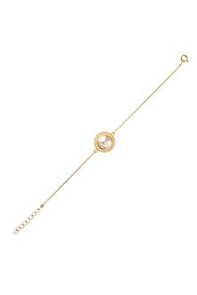 Gold Finish Semi-Precious Stone Bracelet In Sterling Silver