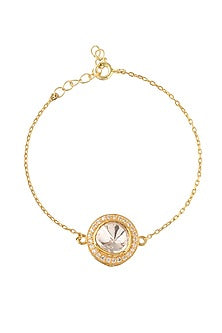 Gold Finish Semi-Precious Stone Bracelet In Sterling Silver