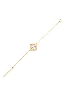 Gold Finish Semi-Precious Stone Bracelet In Sterling Silver