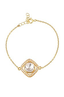 Gold Finish Semi-Precious Stone Bracelet In Sterling Silver