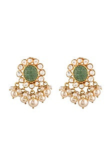 Gold Finish Kundan Polki Choker Necklace Set In Sterling Silver