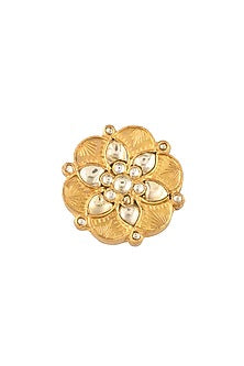 Gold Finish Semi-Precious Stones Ring In Sterling Silver