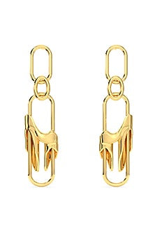 Gold Finish Mercury Elitia Dangler Earrings In Sterling Silver
