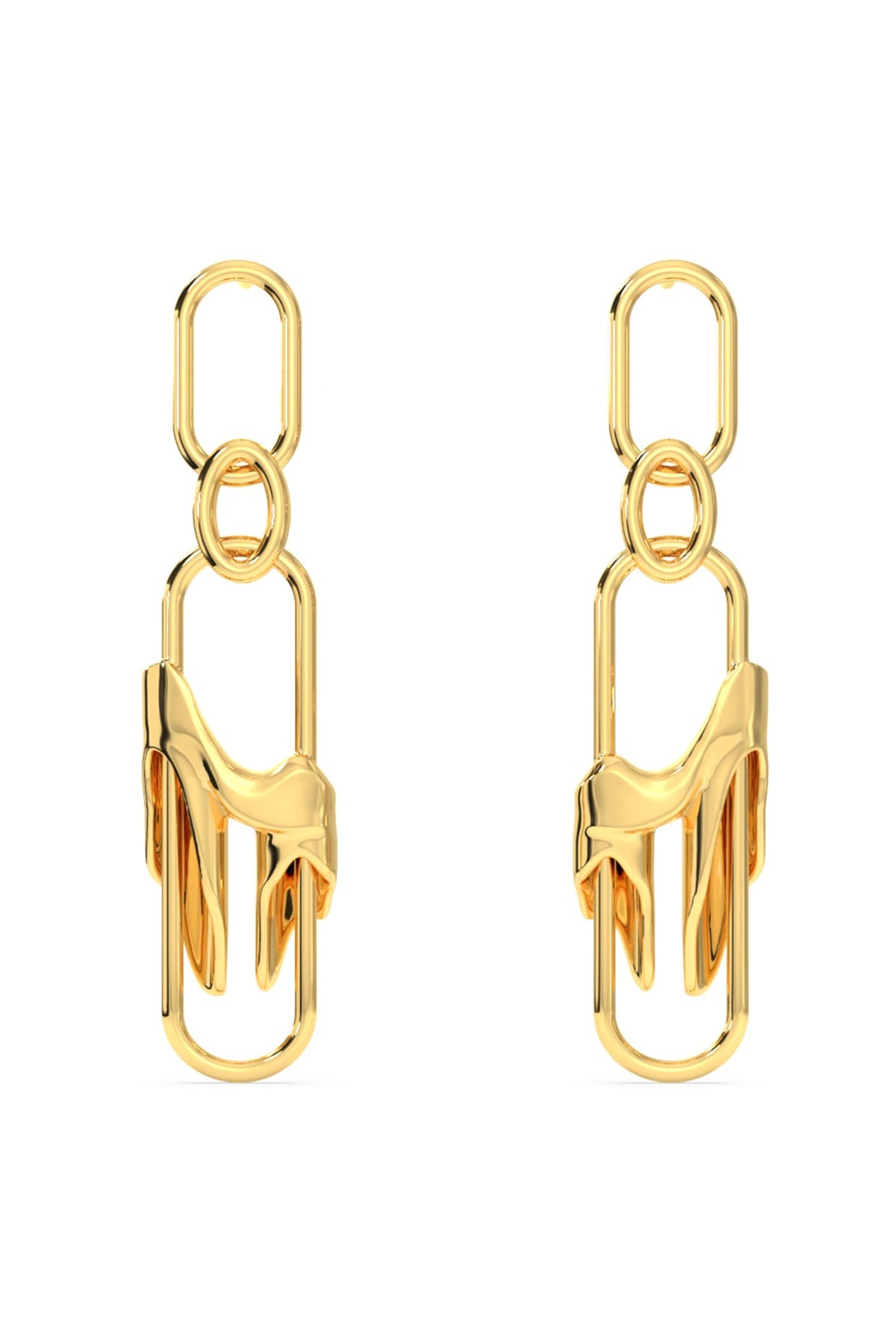 Gold Finish Mercury Elitia Dangler Earrings In Sterling Silver