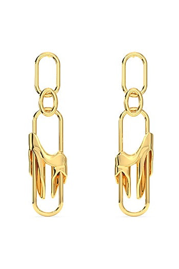 Gold Finish Mercury Elitia Dangler Earrings In Sterling Silver