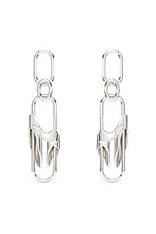 White Finish Mercury Elitia Dangler Earrings In Sterling Silver