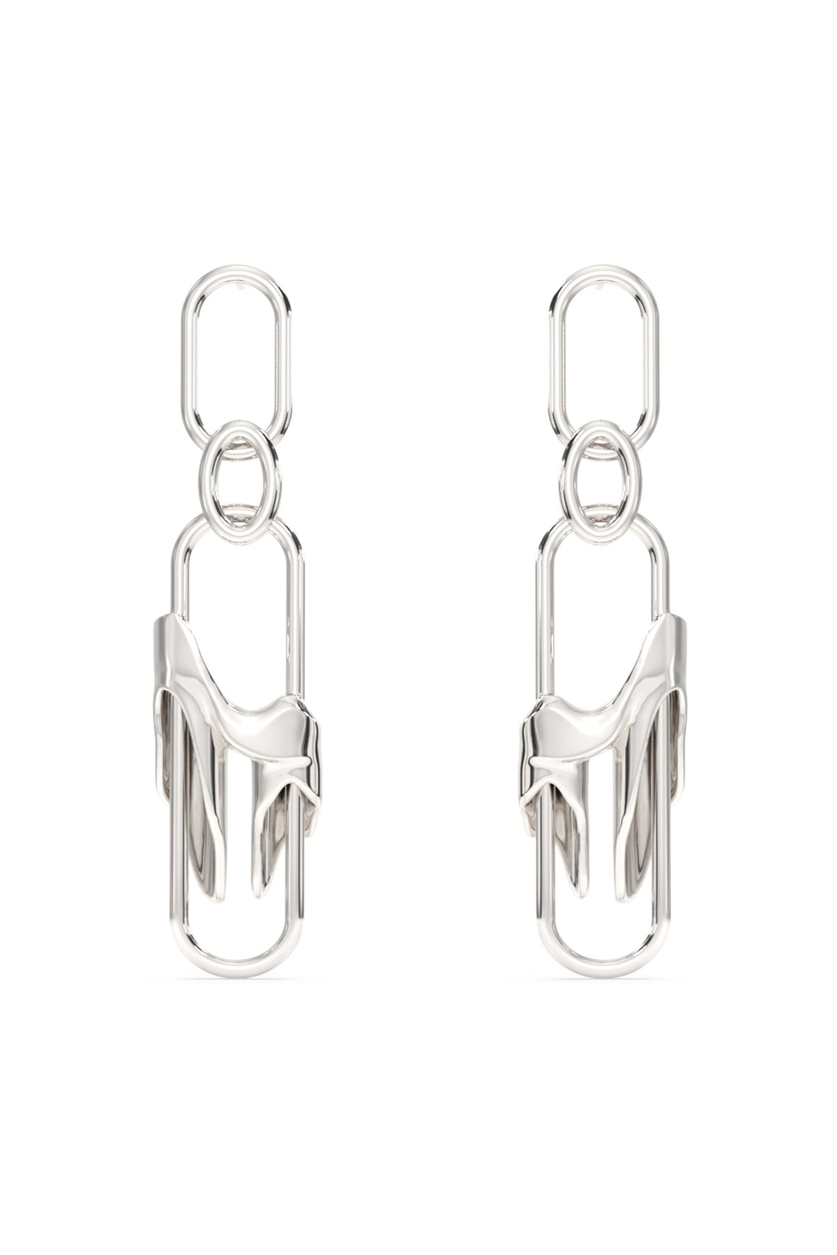 White Finish Mercury Elitia Dangler Earrings In Sterling Silver