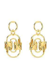 Gold Finish Mercury Valor Dangler Earrings In Sterling Silver