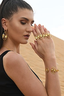 Gold Finish Mercury Valor Dangler Earrings In Sterling Silver