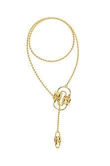 Gold Finish Mercury Valor Long Necklace In Sterling Silver