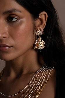 Gold Plated Jadau Kundan Polki Long Necklace Set