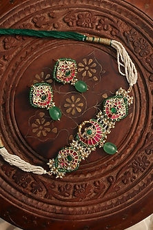 Gold Plated Jadau Kundan Polki Choker Necklace Set