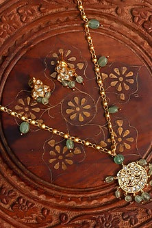 Gold Plated Jadau Kundan Polki Long Necklace Set