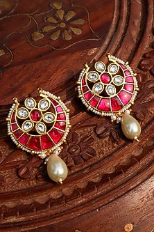 Gold Plated Jadau Kundan Polki & Red Stone Choker Necklace Set