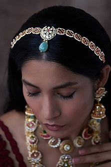 Gold Plated Jadau Kundan Polki Mathapatti