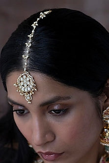 Gold Plated Jadau Kundan Polki Maang Tikka