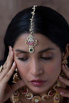 Gold Plated Jadau Kundan Polki Maang Tikka