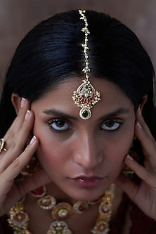 Gold Plated Jadau Kundan Polki Maang Tikka