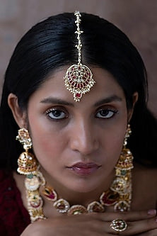 Gold Plated Jadau Kundan Polki Maang Tikka