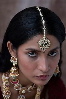 Gold Plated Jadau Kundan Polki Maangtikka