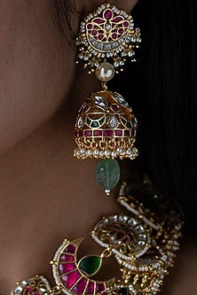 Gold Plated Jadau Kundan Polki Long Necklace Set