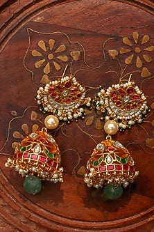 Gold Plated Jadau Kundan Polki Long Necklace Set