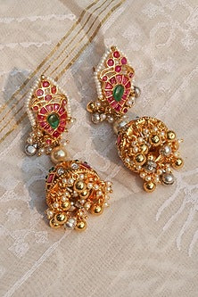 Gold Plated Jadau Kundan Polki Long Necklace Set
