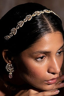 Gold Plated Jadau Kundan Polki Mathapatti