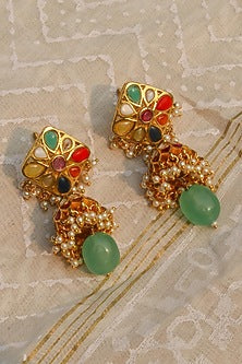 Gold Plated Jadau Kundan Polki Long Necklace Set