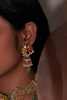Gold Plated Jadau Kundan Polki Long Necklace Set