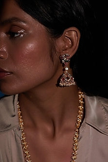 Gold Plated Jadau Kundan Polki Long Necklace Set