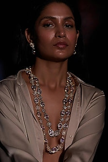 Gold Plated Jadau Kundan Polki Long Necklace Set