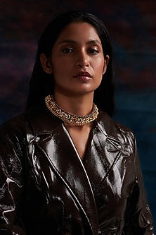 Gold Plated Jadau Kundan Polki Choker Necklace Set