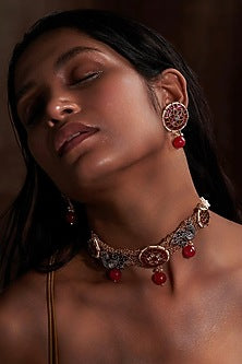 Gold Plated Jadau Kundan Polki Choker Necklace Set
