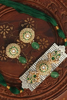 Gold Plated Jadau Kundan Polki Choker Necklace Set