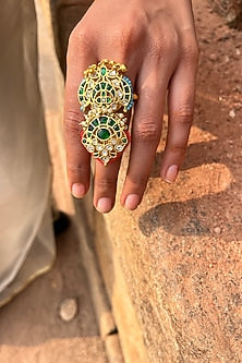 Gold Plated Jadau Kundan Handcrafted Ring