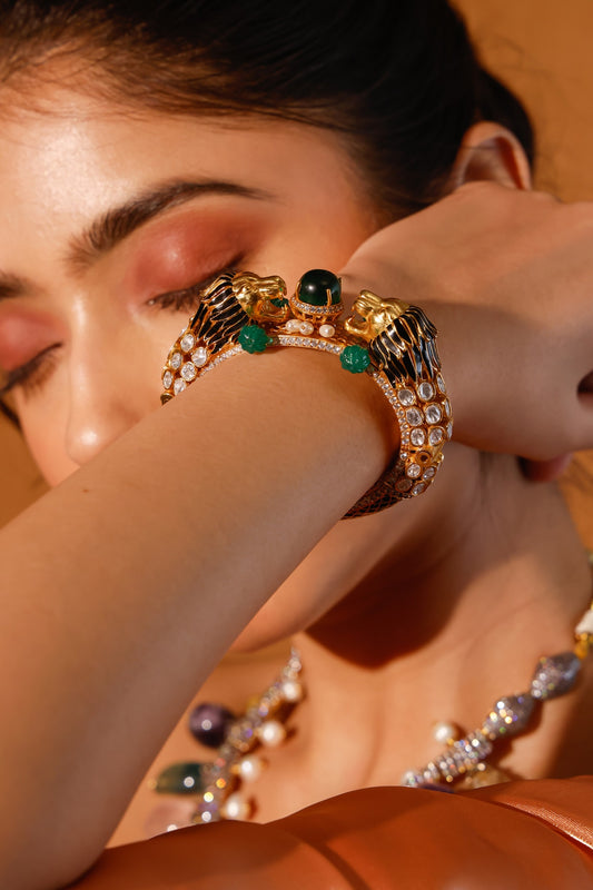 Gold Finish Kundan Polki Bangle