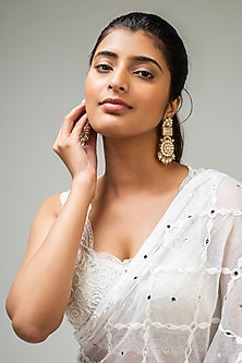 Gold Finish Multi-Colored Kundan Polki Dangler Earrings