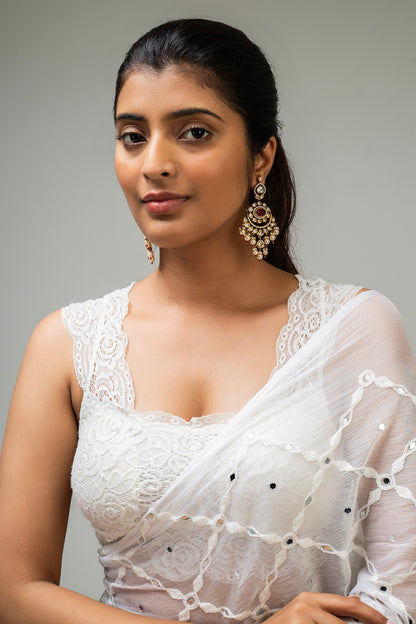 Gold Finish Red Kundan Polki Dangler Earrings